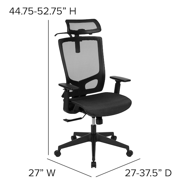 Flash Furniture Office Chair, Mesh, Black - H-2809-1KY-BK-GG