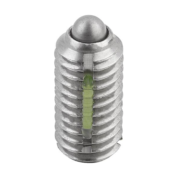 Kipp Spring Plunger Standard Spring Force, Long-Lok D=1/4-28 L=14, Body & Pin Stainless Steel - K0324.AJ
