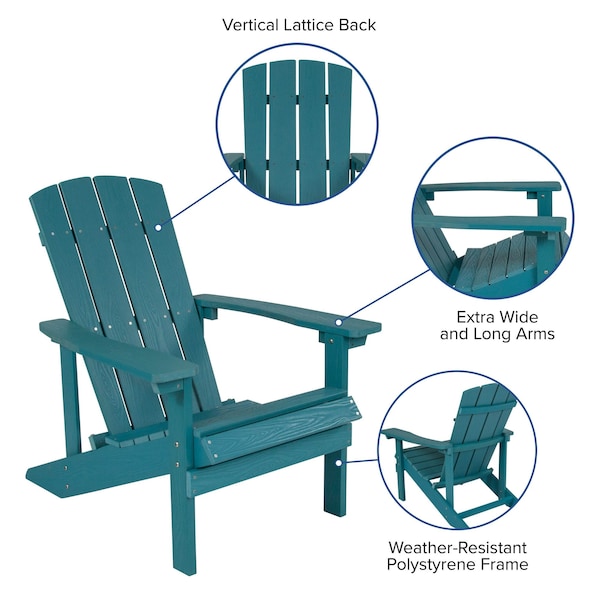 Flash Furniture Charlstwn Adirondack Chair, Sea Foam Wood, Sea Foam Seat, Wood Back, 29.5 W 35 H - JJ-C14501-SFM-GG