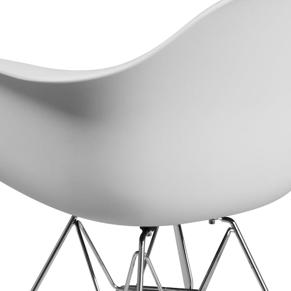 Flash Furniture 2 Pack Alonza Series White Plastic Chair with Chrome Base - 2-FH-132-CPP1-WH-GG