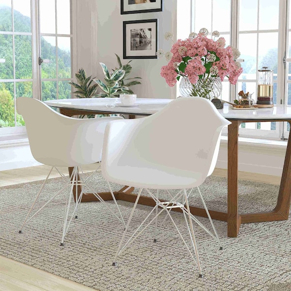 Flash Furniture 2 Pack Alonza Series White Plastic Chair with Chrome Base - 2-FH-132-CPP1-WH-GG