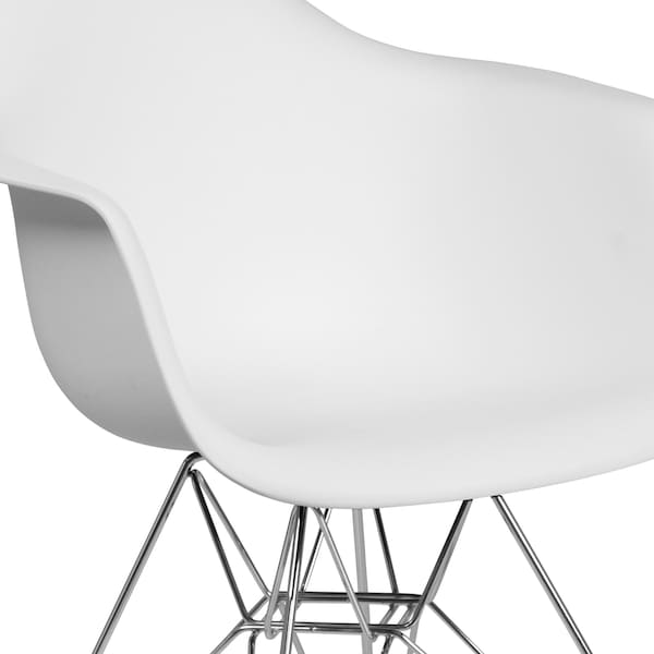 Flash Furniture 2 Pack Alonza Series White Plastic Chair with Chrome Base - 2-FH-132-CPP1-WH-GG