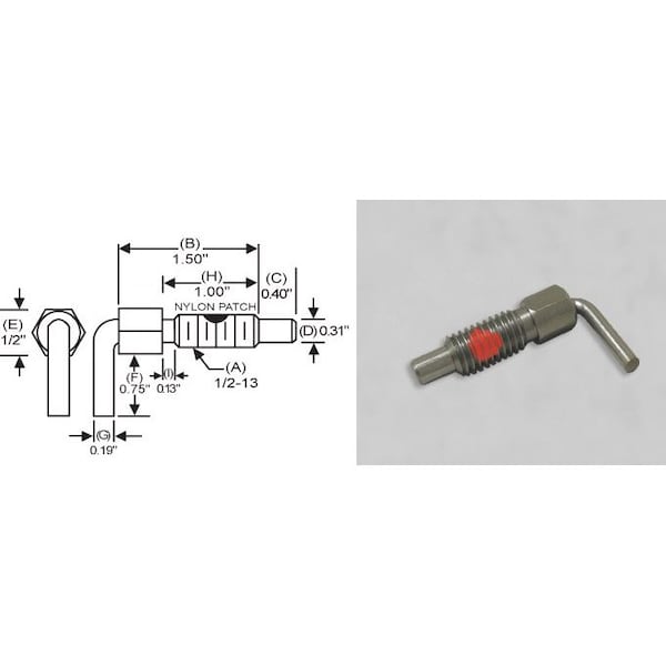 S & W Manufacturing L-Handle Lock, Nose P, 1/2-13", 1" - SLNW-4