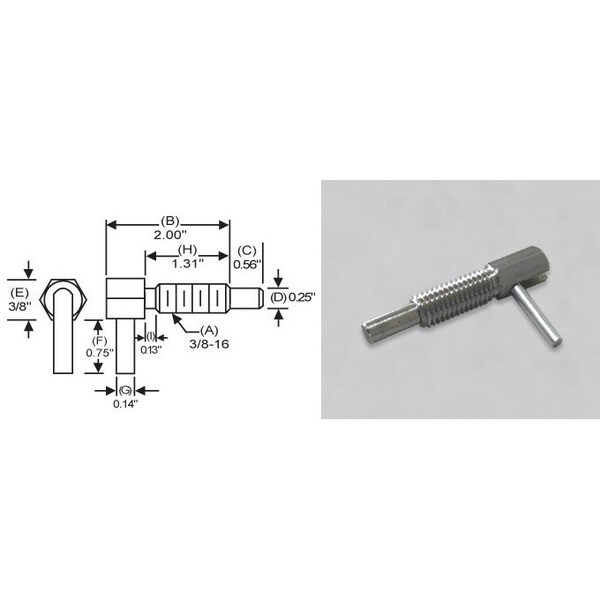 S & W Manufacturing L-Handle Lock, Nose P, 3/8-16", 1.31" - LLS-3