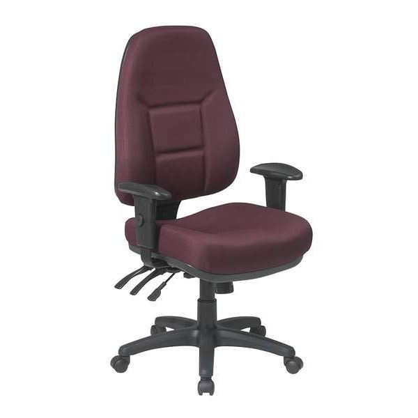 Office Star Desk Chair, Fabric, Burgundy, 18-21"Seat Ht - 2907-227