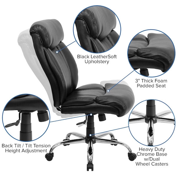 Flash Furniture Executive Chair, Black Seat, Leather Back - GO-1235-BK-LEA-GG