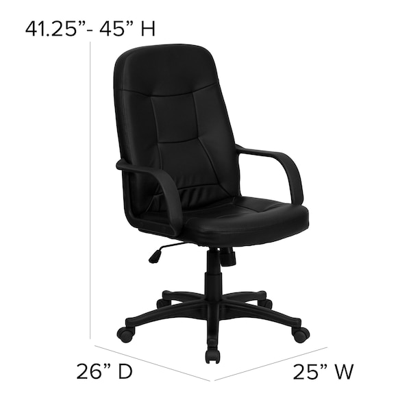 Flash Furniture Contemporary Chair High Back Exec Chair w/Arms, Black, 17" to 21" Height, Vinyl, Black - H8021-GG