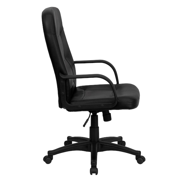 Flash Furniture Contemporary Chair High Back Exec Chair w/Arms, Black, 17" to 21" Height, Vinyl, Black - H8021-GG