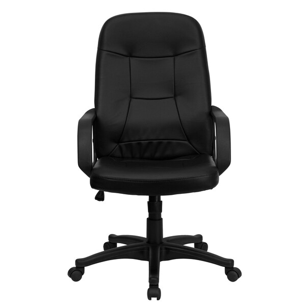 Flash Furniture Contemporary Chair High Back Exec Chair w/Arms, Black, 17" to 21" Height, Vinyl, Black - H8021-GG