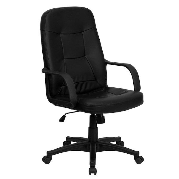 Flash Furniture Contemporary Chair High Back Exec Chair w/Arms, Black, 17" to 21" Height, Vinyl, Black - H8021-GG
