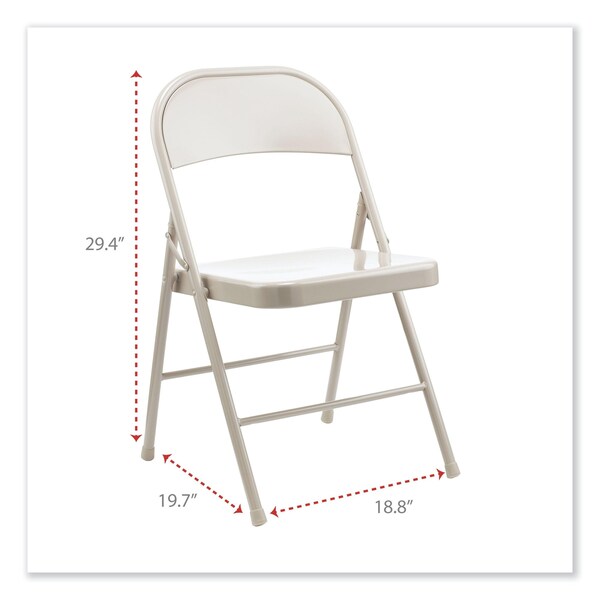 Alera Armless Steel Folding Chair, Supports Up to 275 lb, Taupe, PK4, 4PK - ALECA944