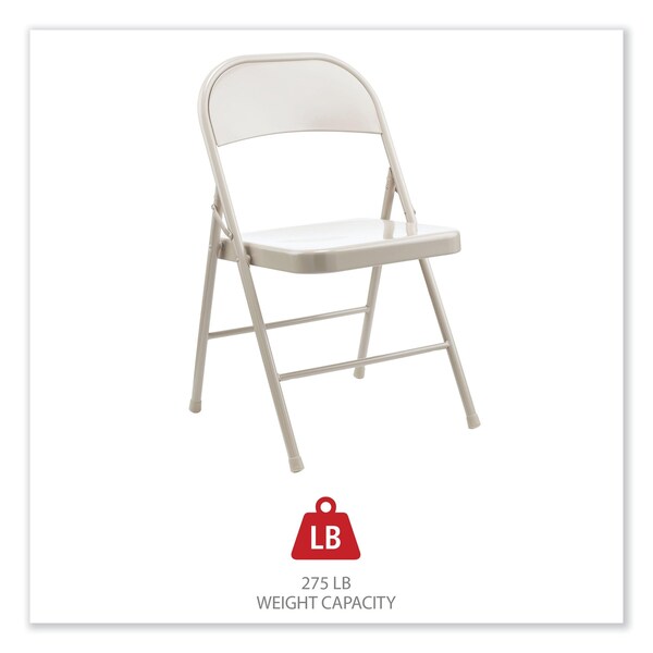 Alera Armless Steel Folding Chair, Supports Up to 275 lb, Taupe, PK4, 4PK - ALECA944