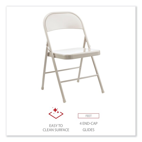Alera Armless Steel Folding Chair, Supports Up to 275 lb, Taupe, PK4, 4PK - ALECA944