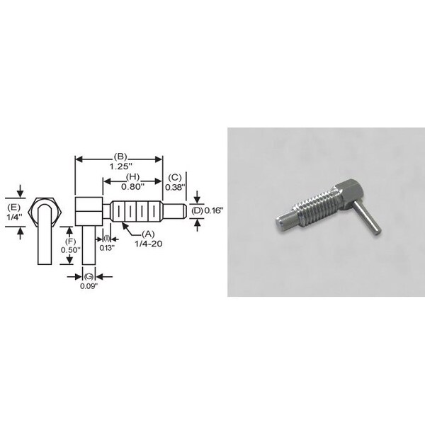 S & W Manufacturing L-Handle Lock, Nose P, 1/4-20", .8" - LLS-1
