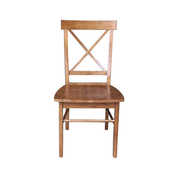 International Concepts Set of Two X-Back Chair, with Solid Wood Seat, Distressed Oak - C42-613P