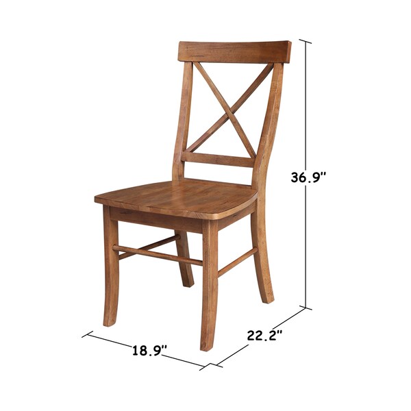 International Concepts Set of Two X-Back Chair, with Solid Wood Seat, Distressed Oak - C42-613P