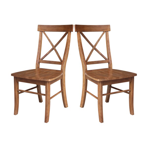 International Concepts Set of Two X-Back Chair, with Solid Wood Seat, Distressed Oak - C42-613P