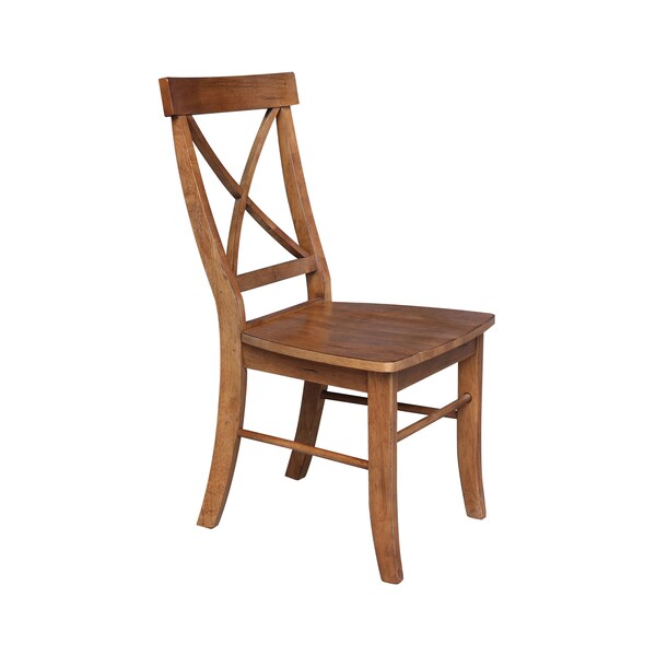 International Concepts Set of Two X-Back Chair, with Solid Wood Seat, Distressed Oak - C42-613P