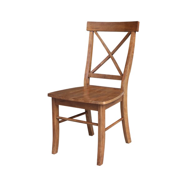 International Concepts Set of Two X-Back Chair, with Solid Wood Seat, Distressed Oak - C42-613P