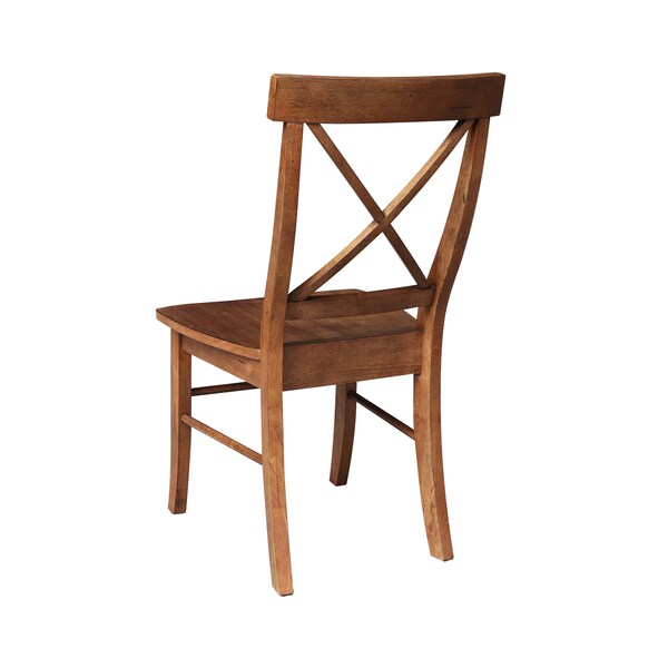 International Concepts Set of Two X-Back Chair, with Solid Wood Seat, Distressed Oak - C42-613P
