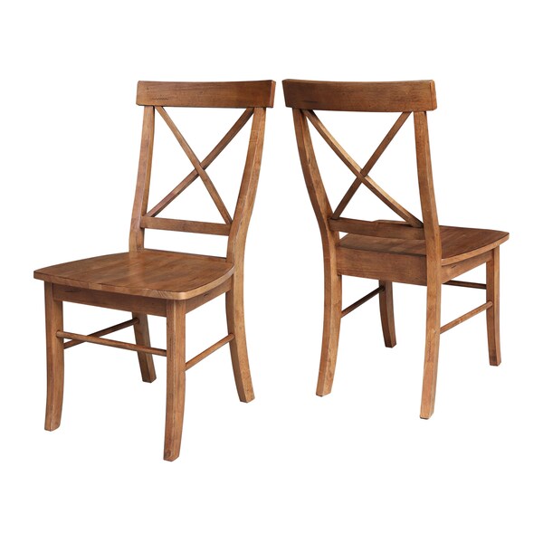 International Concepts Set of Two X-Back Chair, with Solid Wood Seat, Distressed Oak - C42-613P