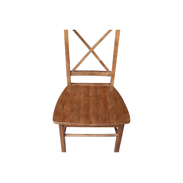 International Concepts Set of Two X-Back Chair, with Solid Wood Seat, Distressed Oak - C42-613P