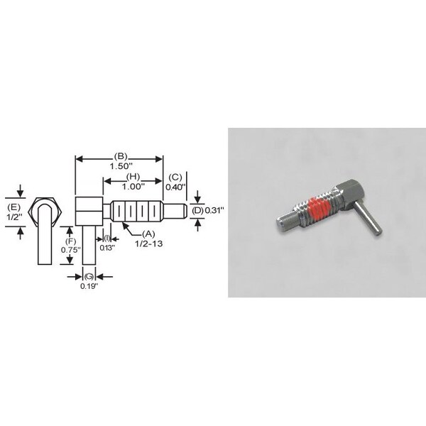 S & W Manufacturing L-Handle Lock, Nose P, 1/2-13", 1" - SLLW-4