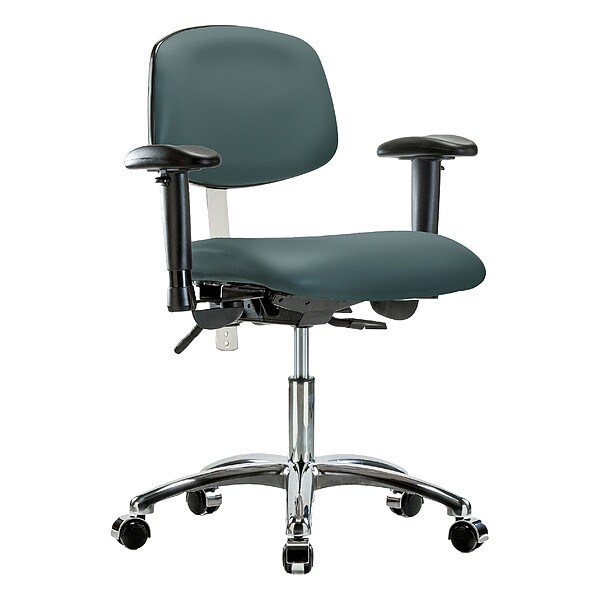 Zoro Select Clean Room Chair Ergonomic Chair, Adjustable Arms, 19" to 24" Height, Polyurethane, Vinyl - BR-NCR-VDHCH-CR-T1-A1-CC-8546