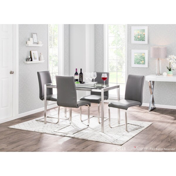 Lumisource Foster Dining Chair in Grey Faux Leather, PK 2 - DC-FSTR GY2