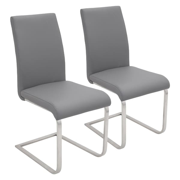 Lumisource Foster Dining Chair in Grey Faux Leather, PK 2 - DC-FSTR GY2