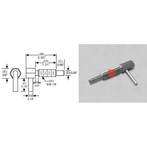 S & W Manufacturing L-Handle Lock, Nose P, 3/8-16", 1.31" - SLLW-3