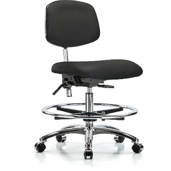 Zoro Select Clean Room Chair Ergonomic Chair, No Arms, 21-1/2" to 29" Height, Vinyl, Black - BR-NCR-VMBCH-CR-T0-A0-CF-CC-8540