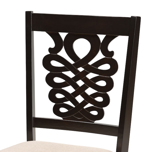 Baxton Studio Gervais Modern and Contemporary Sand Fabric and Dark Brown Finished Wood 2-Piece Dining Chair Set - 176-11382-ZORO
