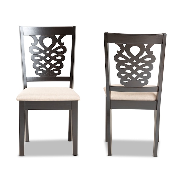 Baxton Studio Gervais Modern and Contemporary Sand Fabric and Dark Brown Finished Wood 2-Piece Dining Chair Set - 176-11382-ZORO