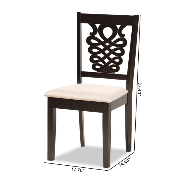 Baxton Studio Gervais Modern and Contemporary Sand Fabric and Dark Brown Finished Wood 2-Piece Dining Chair Set - 176-11382-ZORO