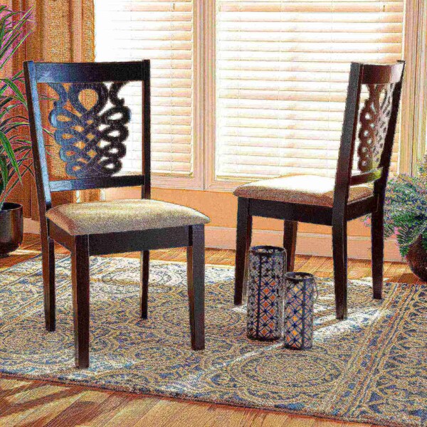 Baxton Studio Gervais Modern and Contemporary Sand Fabric and Dark Brown Finished Wood 2-Piece Dining Chair Set - 176-11382-ZORO
