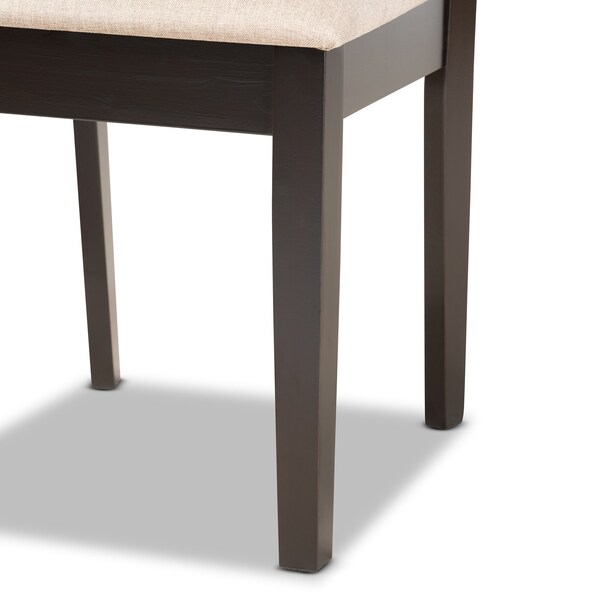 Baxton Studio Gervais Modern and Contemporary Sand Fabric and Dark Brown Finished Wood 2-Piece Dining Chair Set - 176-11382-ZORO