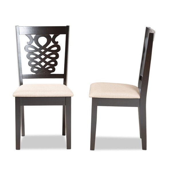 Baxton Studio Gervais Modern and Contemporary Sand Fabric and Dark Brown Finished Wood 2-Piece Dining Chair Set - 176-11382-ZORO