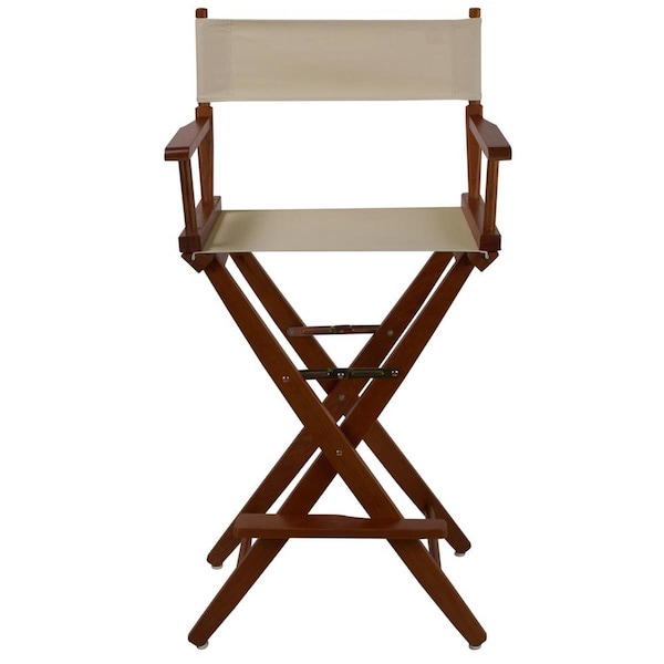 American Trail 206-34-032-12 30 in. Extra-Wide Premium Directors Chair, Oak Frame with Natural Color Cover - 206-34/032-12