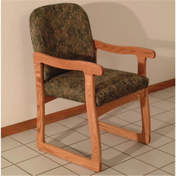 Wooden Mallet Prairie Guest Chair in Medium Oak - Watercolor Green - DW7-1MOWG