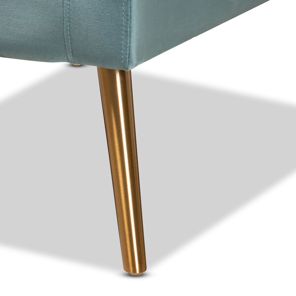 Baxton Studio Leland Glam and Luxe Light Blue Velvet Fabric and Gold Finished Armchair - 182-11447-ZORO