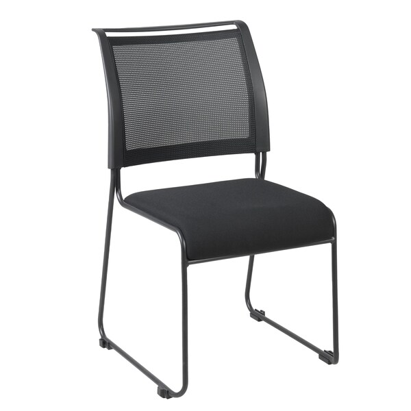 Regency Maxx Mesh Stacking Office Chairs, Fabric Seat, Black, 6PK - 4300BK6PK