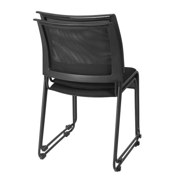 Regency Maxx Mesh Stacking Office Chairs, Fabric Seat, Black, 6PK - 4300BK6PK