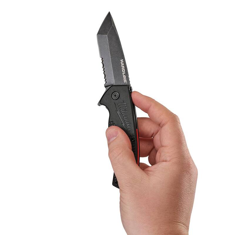 Milwaukee 3 in. Hardline D2 Steel Serrated Blade Pocket Folding Knife& 3.5 in. Hardline D2 Steel Smooth Blade Pocket Folding Knife - 48-22-1998-48-22-1999