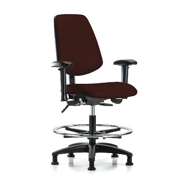 Blue Ridge Ergonomics Medium Bench Chair Adjustable Arms, 22" to 29" Height, Vinyl, Burgundy - BR-VMBCH-MB-RG-T0-A1-CF-RG-8569
