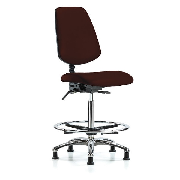 Blue Ridge Ergonomics High Bench Chair No Arms, 26" to 35-1/2" Height, Vinyl, Burgundy - BR-VHBCH-MB-CR-T1-A0-CF-RG-8569