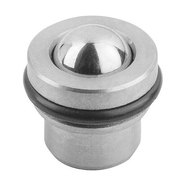 Kipp Spring Plunger with O-ring, D2= 5 mm, D=5.95 L=6, Body and Ball Stainless Steel - K0582.06