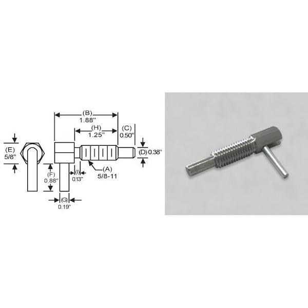 S & W Manufacturing L-Handle Lock, Nose P, 5/8-11", 1.25" - LLS-6