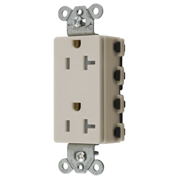 Hubbell Wiring Device-Kellems Straight Blade Devices, Receptacles, Style Line Decorator Duplex, SNAPConnect, Tamper Resistant, 20A 125V, 2-Pole 3-Wire Grounding, 5-20R, Nylon - SNAP2162LATRA