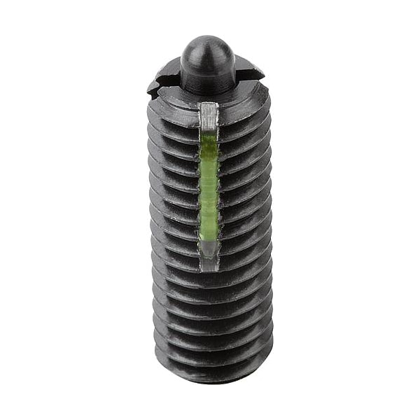 Kipp Spring Plunger Intensified Spring Force, Long-Lok D=1/4-20 L=20, Steel, Comp: Pin Steel - K0327.2A2